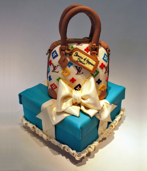 LV Theme Inspired Black & Gold Gift Box Cake #lv #lvinspiredcake